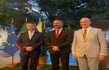 Amb. Abhishek Singh attended the National Day celebrations of Portugal. He conveyed the greeting to Ambassador Joao Pedro Fins do Lago and the visiting Portuguese Minister of Home Administration H.E. Jose Luis Carneiro.